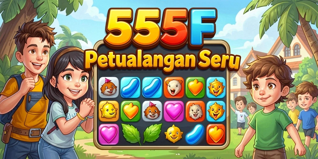 Screenshot permainan 555F menampilkan aksi seru dalam Match-3.