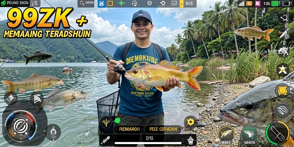 Screenshot gameplay 99ZK menampilkan aksi memancing yang seru dan menarik.