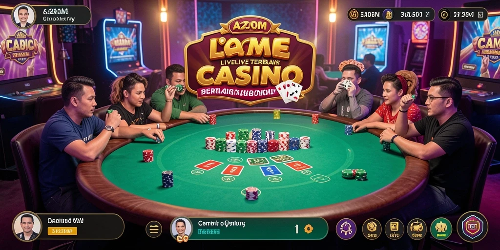 Screenshot A200M menampilkan gameplay Live Casino yang mendebarkan.