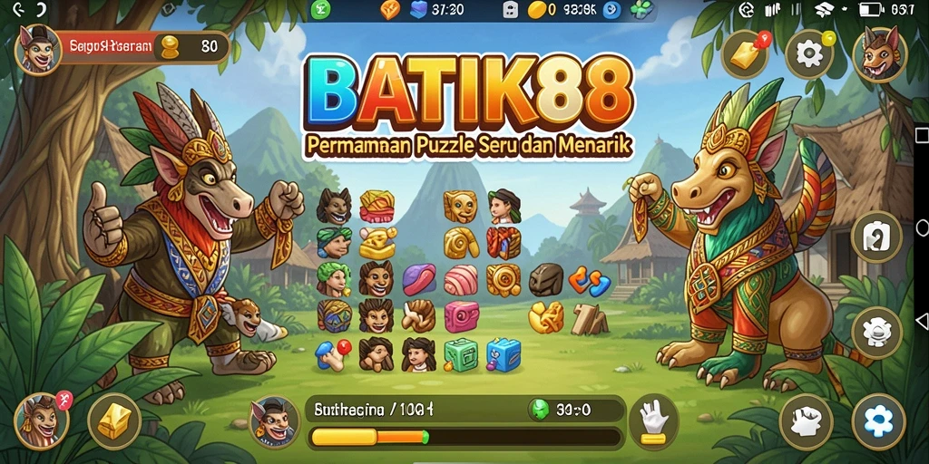 Tampilan gameplay utama BATIK88 dengan potongan puzzle batik yang berwarna.