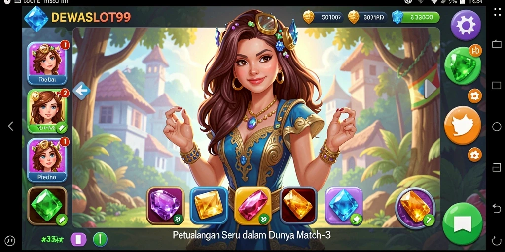 Gameplay seru DEWASLOT99 dengan kombinasi item Match-3.