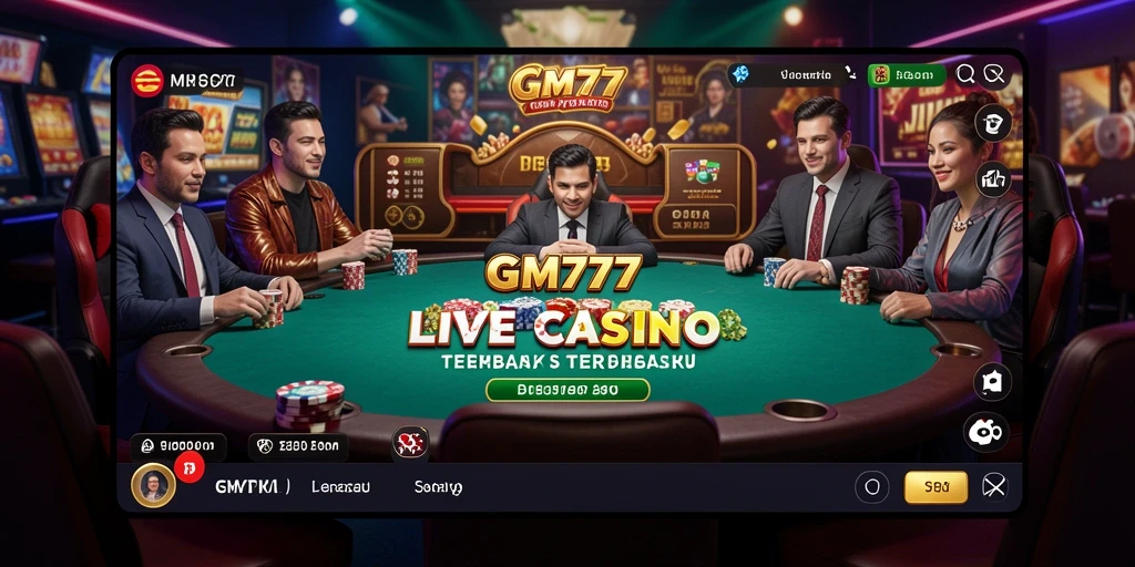 Tampilan permainan Live Casino GM777 dengan dealer profesional dan suasana mendebarkan.