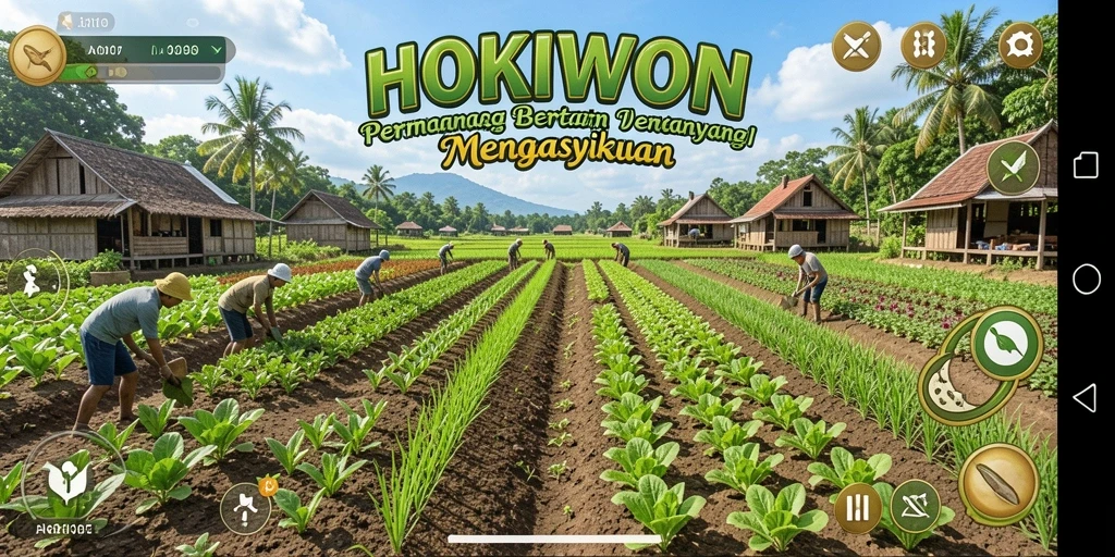 Tampilan gameplay HOKIWON yang seru dalam bertani.