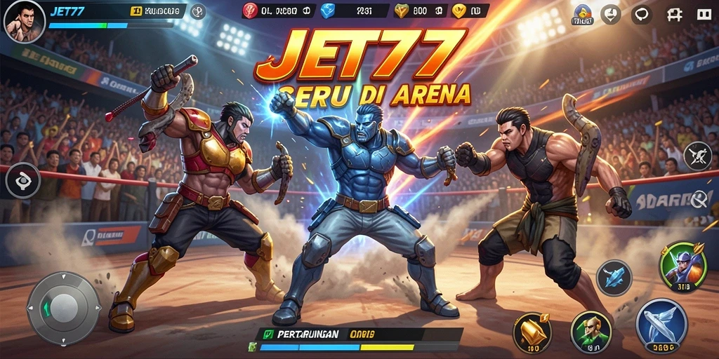 Tampilan menarik dari gameplay JET77 saat pertarungan epik berlangsung.