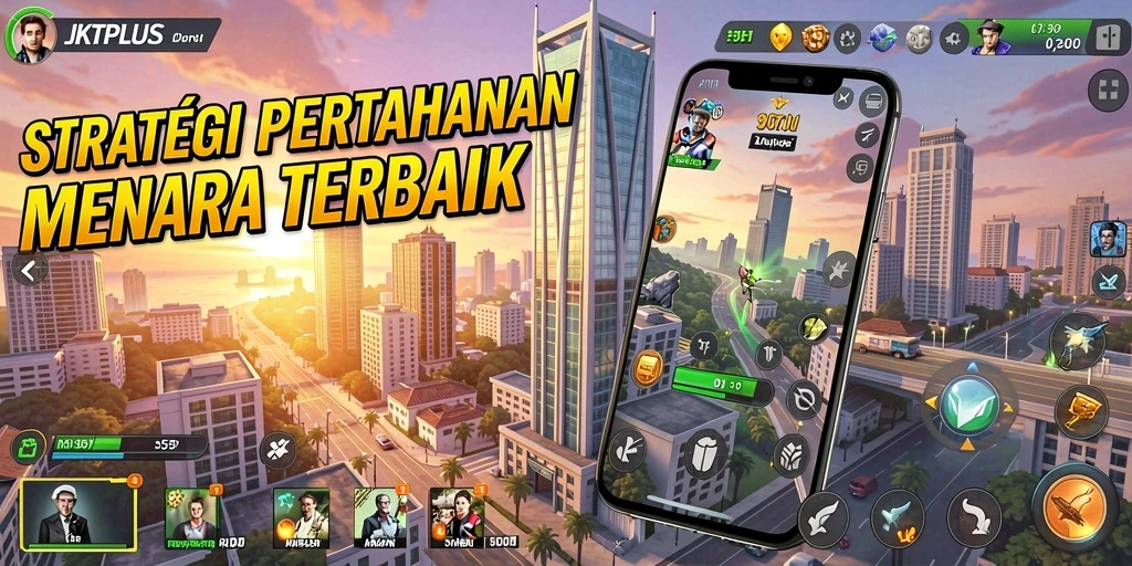 Tampilan gameplay JKTPLUS dengan aksi Tower Defense yang mendebarkan