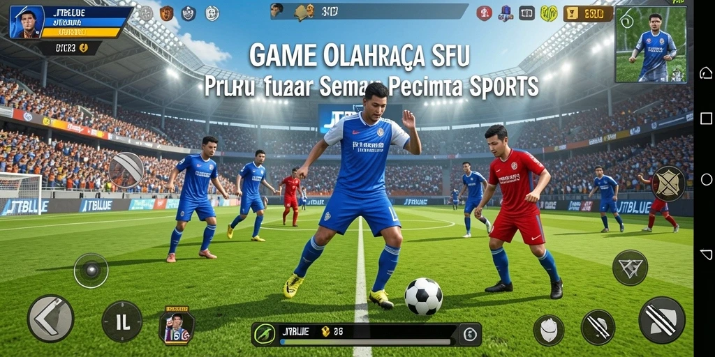 Tangkapan layar utama JTBLUE menampilkan aksi olahraga yang mendebarkan.