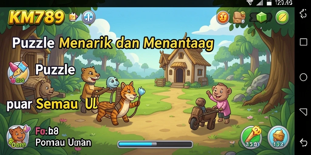 Tampilan gameplay KM789 dengan berbagai puzzle menarik.