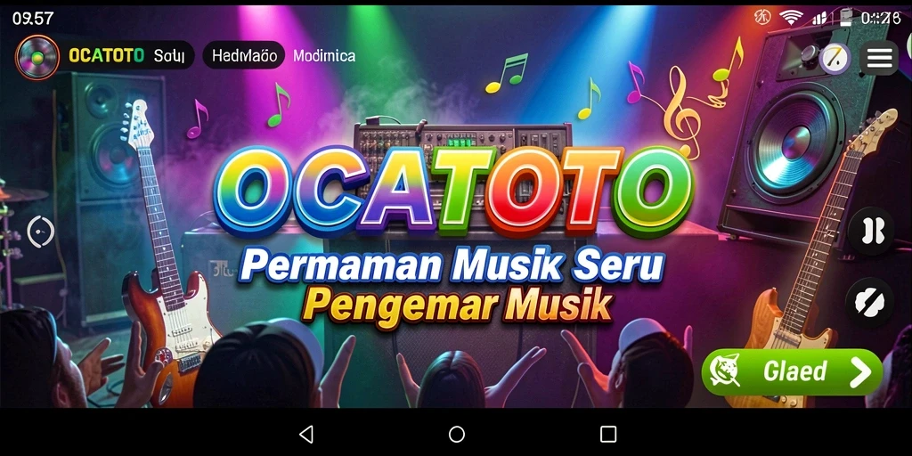 Tampilan gameplay OCATOTO yang seru dengan berbagai genre musik.