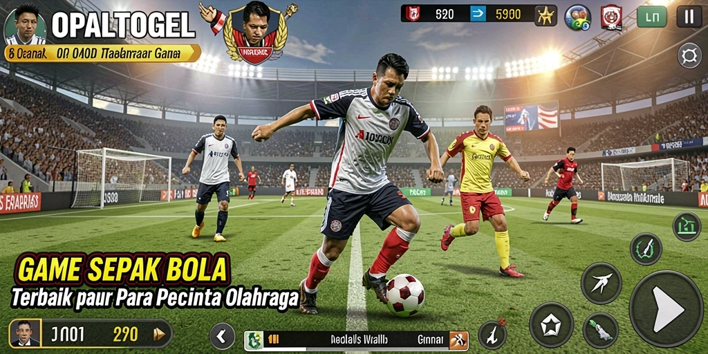 Tangkapan layar game OPALTOGEL menampilkan aksi seru di lapangan sepak bola.