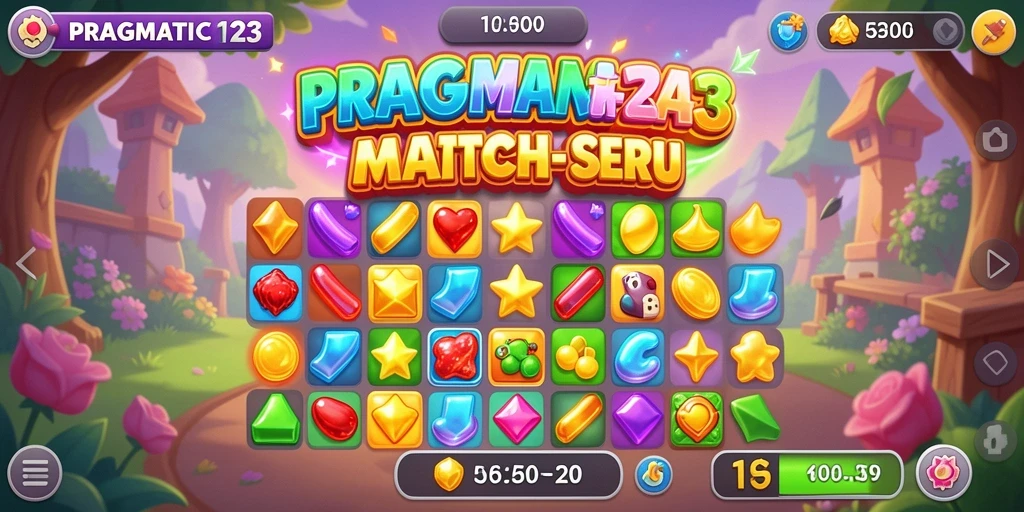 Screenshot PRAGMATIC123 menampilkan gameplay Match-3 yang seru.