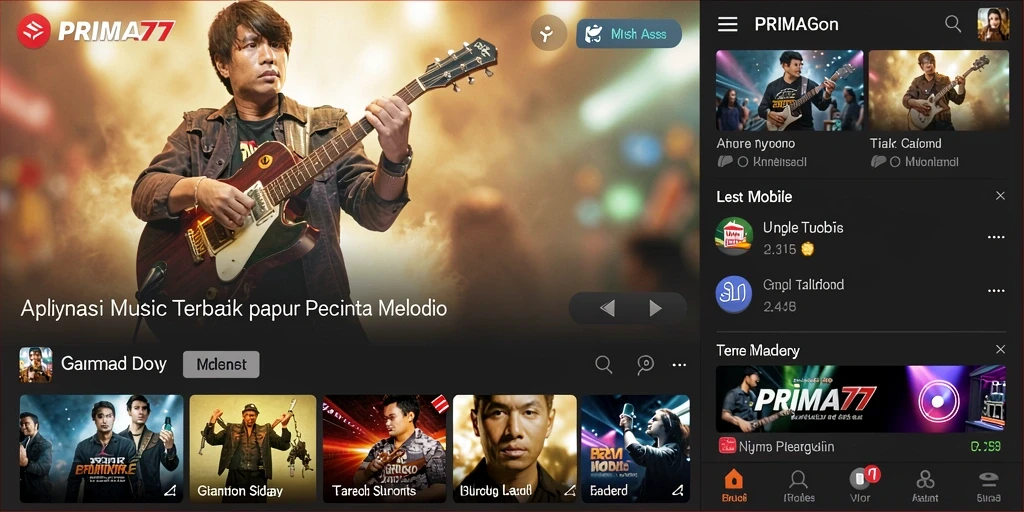 Tampilan gameplay PRIMA77 dengan notasi musik yang interaktif.