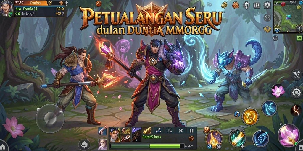 Screenshot gameplay PT89 menunjukkan pertarungan epik di dunia MMORPG.