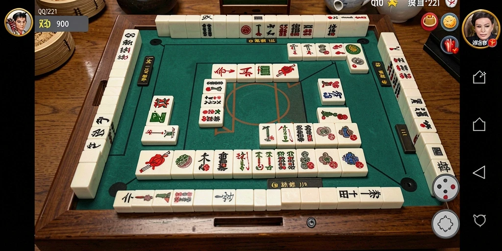 Tampilan gameplay QQ1221 yang menegangkan dan penuh strategi Mahjong.