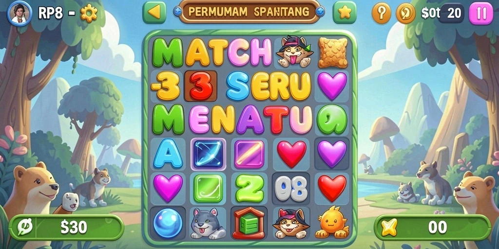 Tampilan gameplay menarik dari RP8 dengan elemen Match-3.