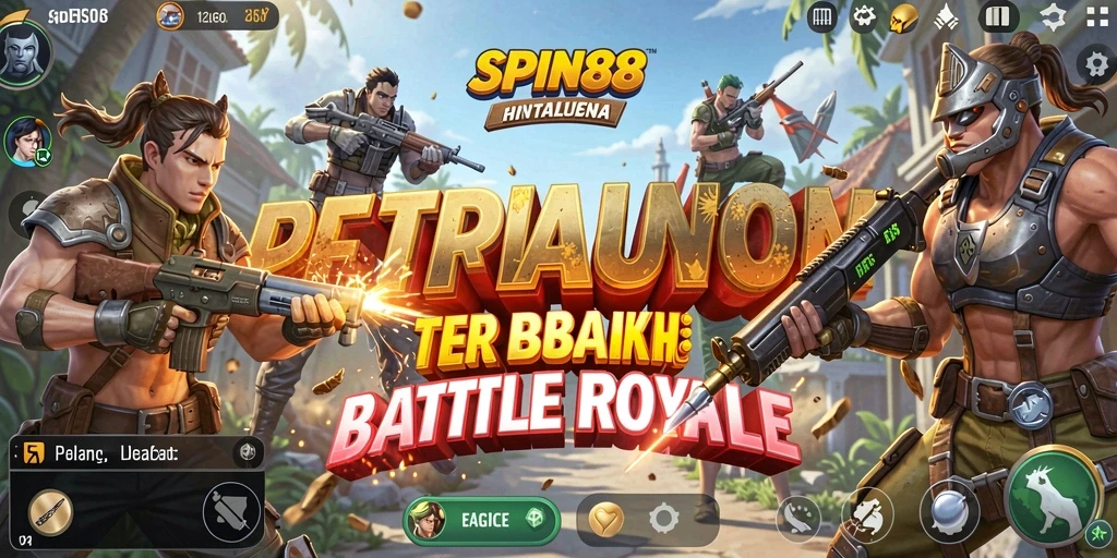 Tampilan gameplay SPIN88 yang mendebarkan dalam atmosfer Battle Royale.