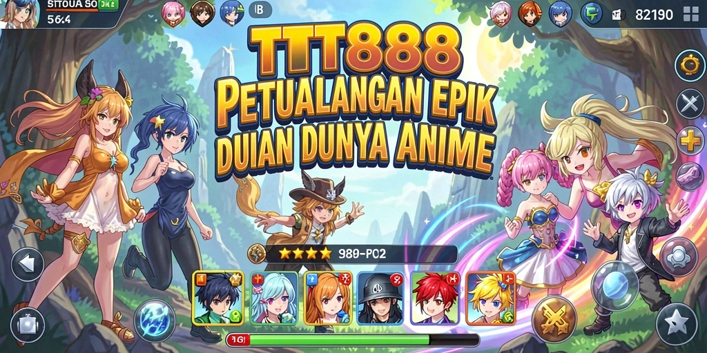 Screenshot menunjukkan pertarungan seru karakter Anime dalam TTT888.