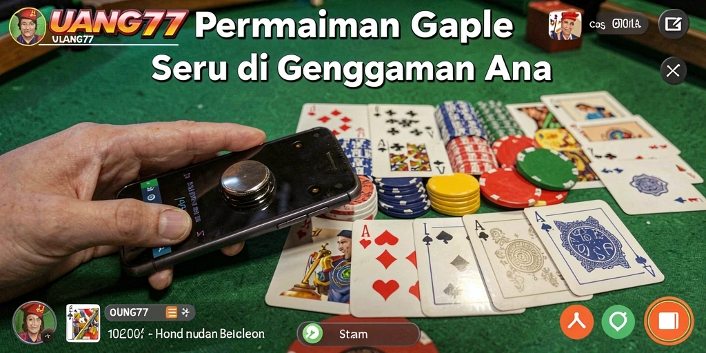 Tampilan gameplay Gaple UANG77 yang menarik dan seru.