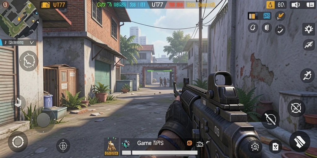 Tangkapan layar dari gameplay UT77, menunjukkan aksi tembak-menembak seru.