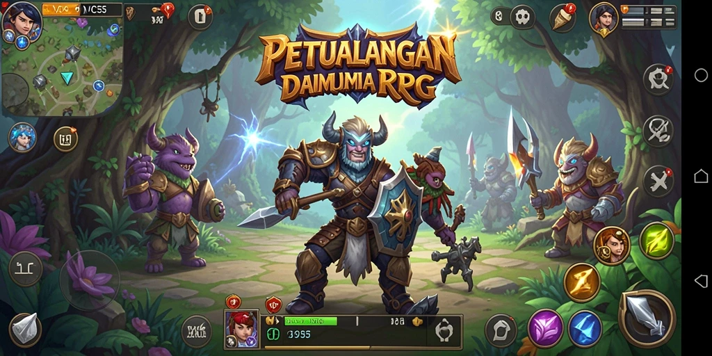 Screenshot utama VC55 menampilkan aksi pertarungan yang mendebarkan dalam setting RPG.