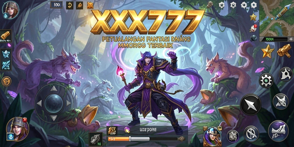 Tampilan menarik gameplay XXX777, menunjukkan pertempuran seru di dunia MMORPG.